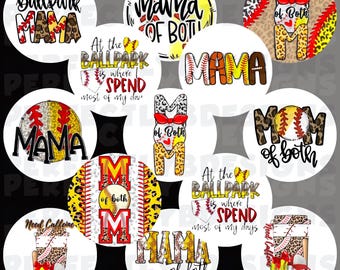Baseball Mom | Sports Mom Grab Bag | Circle Cutouts | Freshie Cardstock | Baseball Mom | Softball Mom | Mom of Both Baseball and Softball