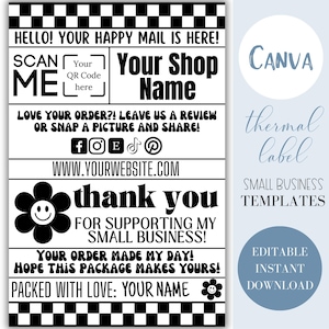 Editable Thermal Label | Thank You For Your Order Labels  | 4x6 Thermal Label | Customer Thank You Thermal Label | Editable Canva Template