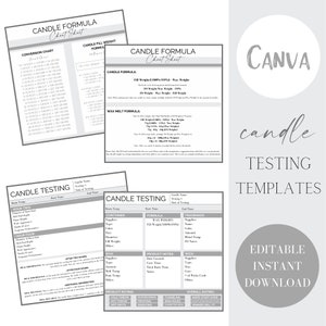 Editable Candle Testing Template, Candle Making Testing Sheet, Candle Making Cheat Sheet, Candle Business Guide, Candle Testing Printable