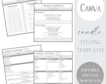 Editable Candle Testing Template, Candle Making Testing Sheet, Candle Making Cheat Sheet, Candle Business Guide, Candle Testing Printable
