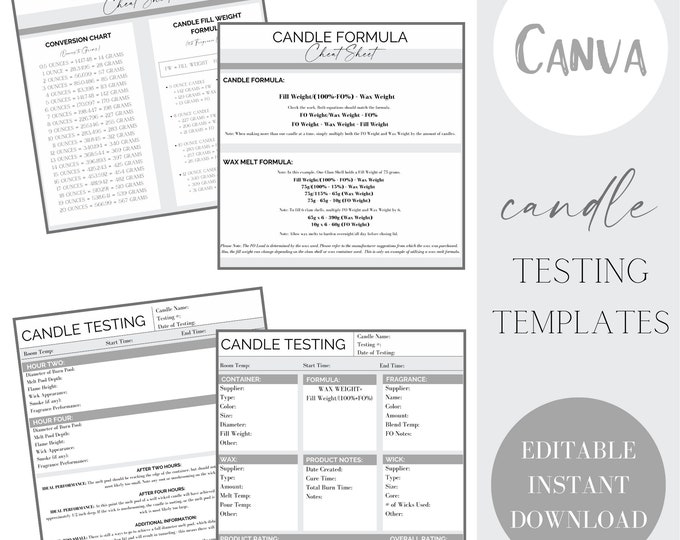 Candle Testing Sheet, Printable Candle Burn Test Sheet, Candle Test ...