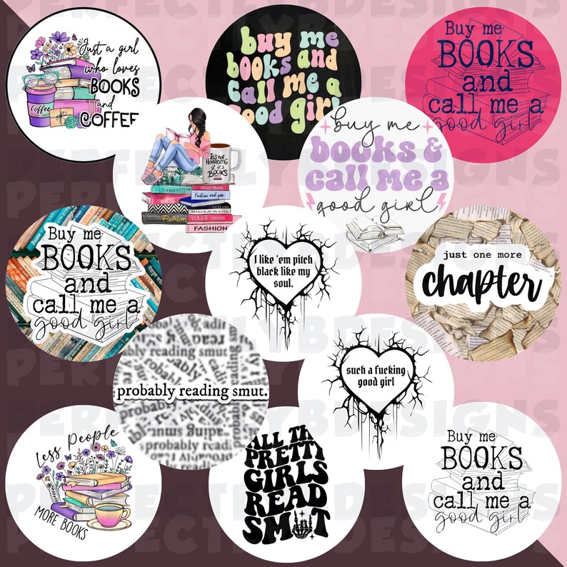Book Lover | BookTok | Books | Just One More Chapter | Book Girlie | Fantasy | Freshie Cardstock | Grab Bag | Circle Cutouts | Book Freshies image 9