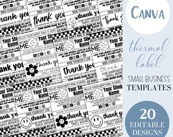 Editable Thermal Label | Thank You For Your Order Labels  | 4x6 Labels | Small Business Thermal Designs | Editable Canva Template Bundle