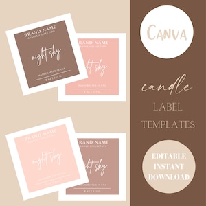 Editable Canva Candle Label Template (2&quot;X2&quot;), Modern Editable Candle Label, Candle Label, Printable Candle Label, Customizable Candle Label