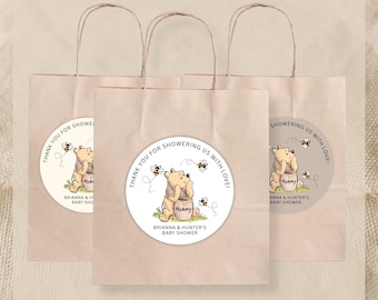 Thank you for showering us with love Stickers | Sticker Sheets | Baby Shower Favors | Honey Bear | Baby Shower Labels | Thank You Stickers