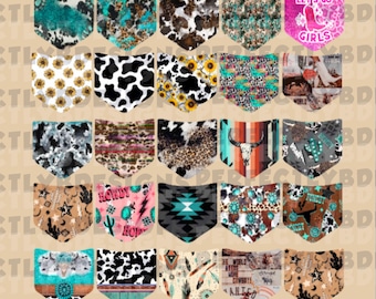 Western Pockets Grab Bag | Western Pocket Cardstock | Freshie Cardstock | Pocket-Shaped Cutouts | 3"X3" | Western Themed