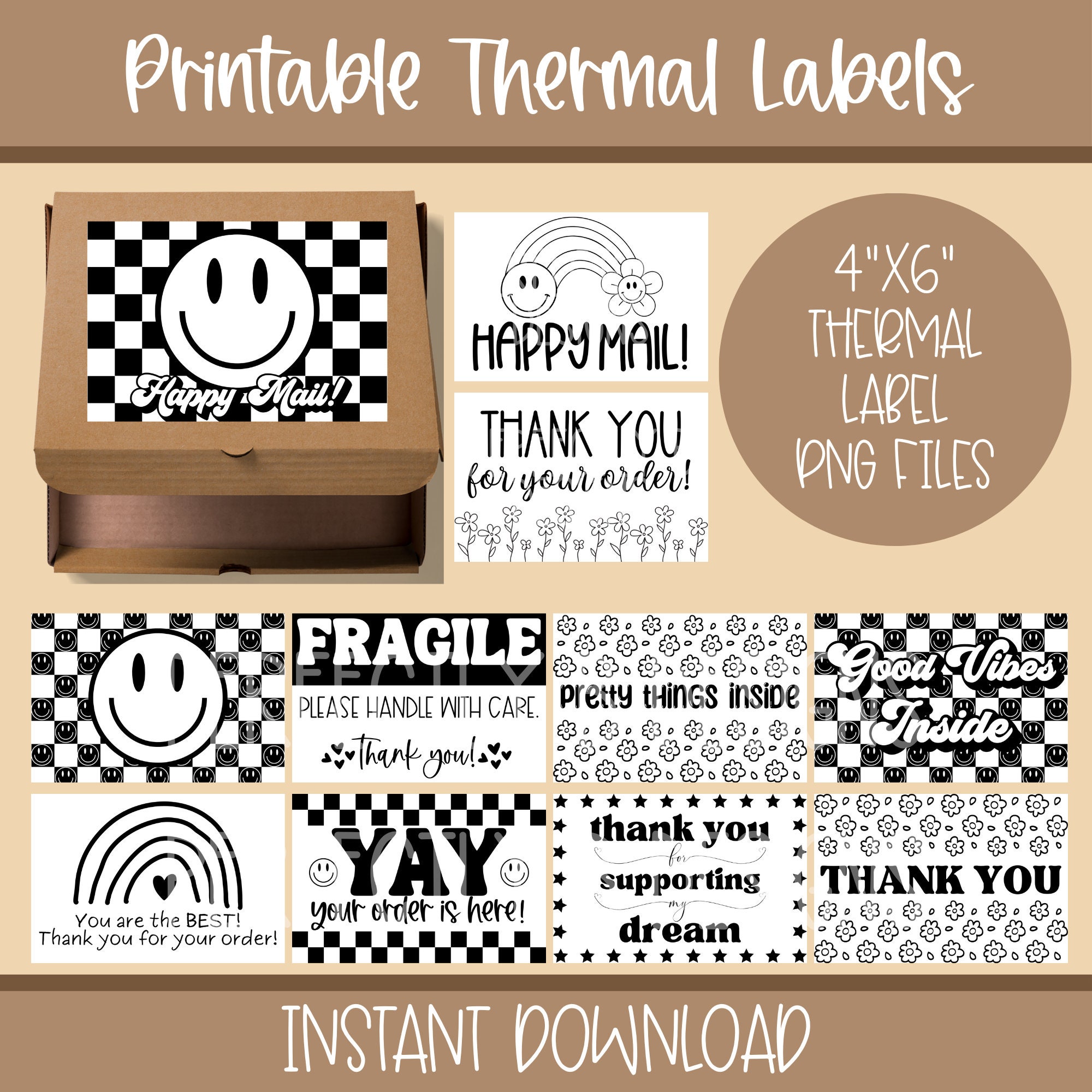 Télécharger le fichier PNG d'étiquettes thermiques | Lot d'étiquettes thermiques rétro | Étiquette thermique 4x6 | Conception d'étiquettes thermiques