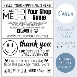 Editable Thermal Label | Thank You For Your Order Labels  | 4x6 Thermal Label | Customer Thank You Thermal Label | Editable Canva Template