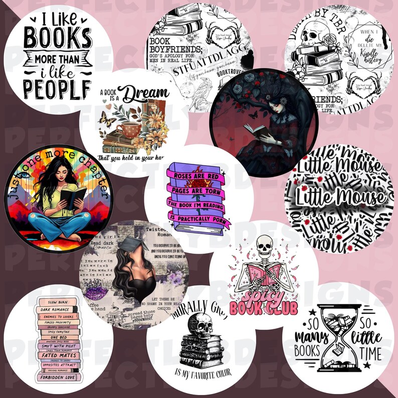 Book Lover | BookTok | Books | Just One More Chapter | Book Girlie | Fantasy | Freshie Cardstock | Grab Bag | Circle Cutouts | Book Freshies image 7