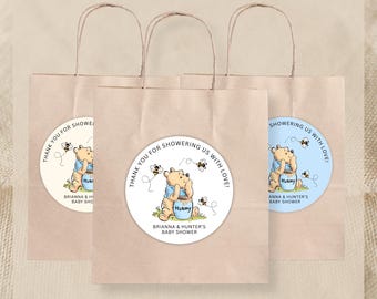 Thank you for showering us with love Stickers | Sticker Sheets | Baby Shower Favors | Honey Bear | Baby Shower Labels | Thank You Stickers