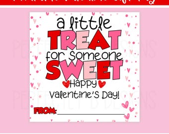 PDF File Download | Valentine's Day Gift Tag | Valentine Treat Tag | School Favor Tag | Treat Bags | Classroom Favors | Printable Gift Tags