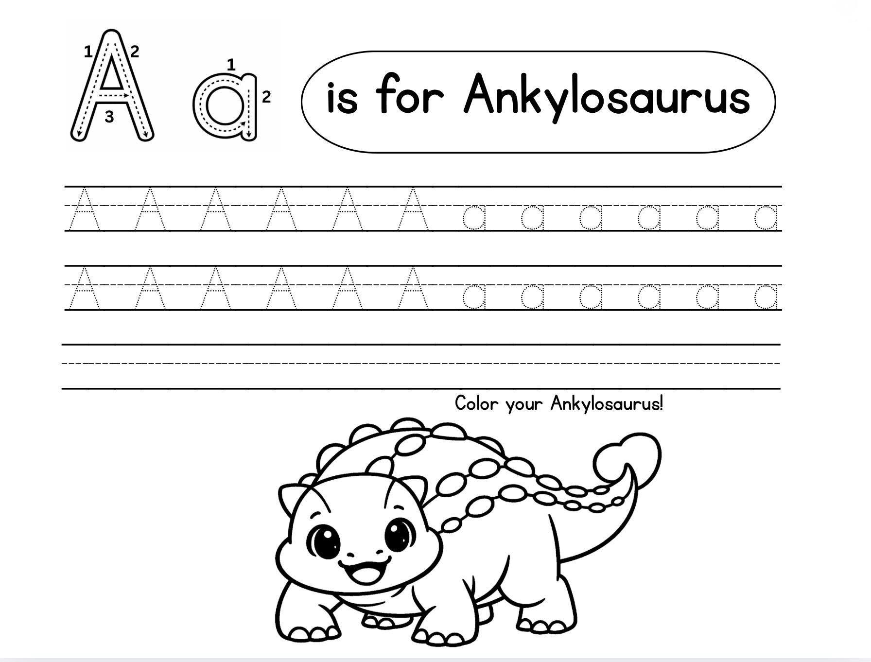 Dinosaur Letter Tracing Book | Alphabet Handwriting Practice (PDF) - Etsy