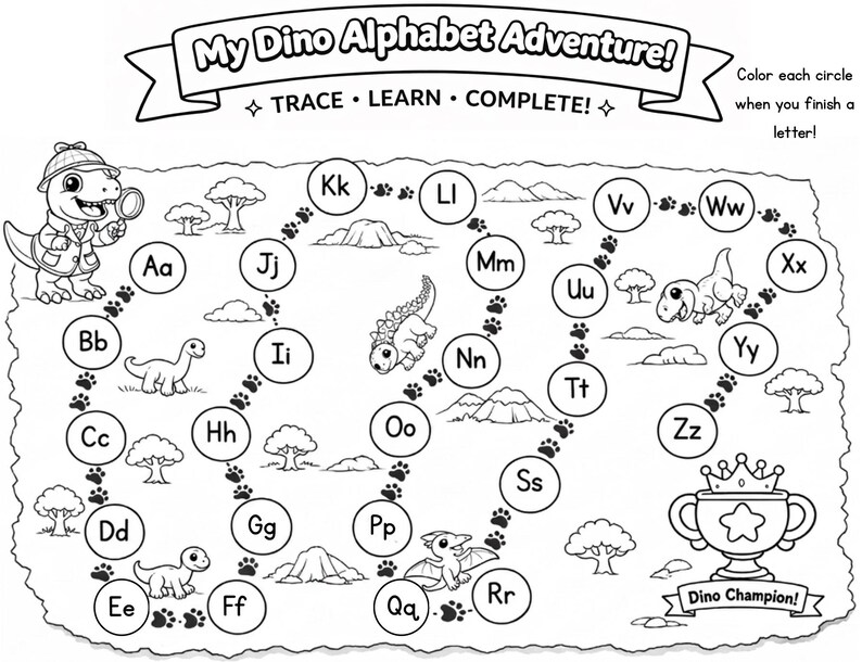 Dinosaur Letter Tracing Book | Alphabet Handwriting Practice (PDF) - Etsy