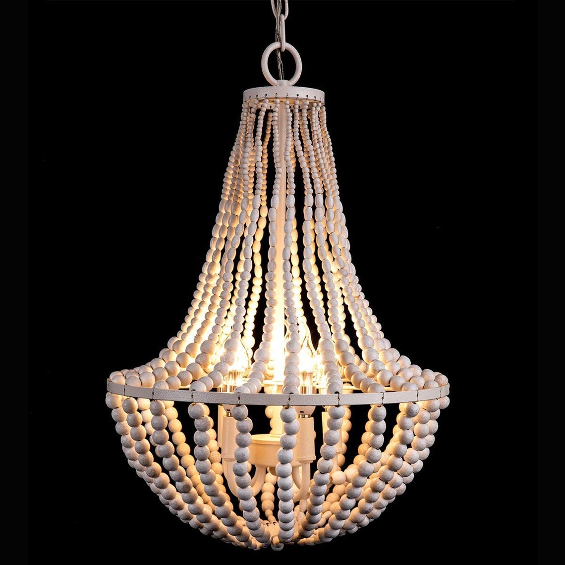 Morden Fort White Beaded Chandelier 5 Light for Living Bed Etsy UK