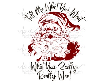 Vintage Santa - Christmas PNG Instant Digital Download - Sublimation Transparent Image - Tell Me What You Want