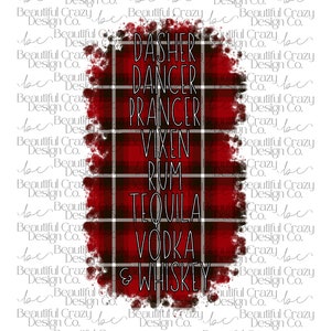 Drunk Reindeer Design & Buffalo Plaid Patch Sublimation Set - Christmas PNG SVG Instant Digital Download Images - Transparent Clipart