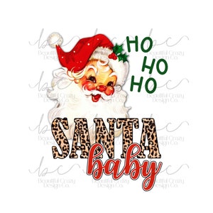 Vintage Santa Baby PNG SVG - Sublimation - Christmas Leopard & Red - Instant Digital Download - Clipart Trasnparent