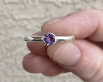 Amethyst Ring* .925 Sterling Silver Rings* Gemstone Rings* Minimalist Rings* Boho Rings* Stackable Rings* Size 7* Gifts* Free Shipping