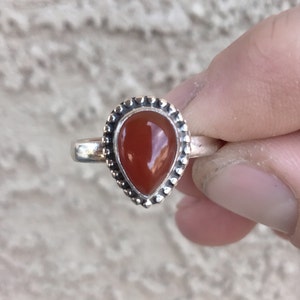 Carnelian Ring* .925 Sterling Silver Ring* Gemstone Ring* Boho Ring* Jewelry* Size 9* Free Shipping* Gifts