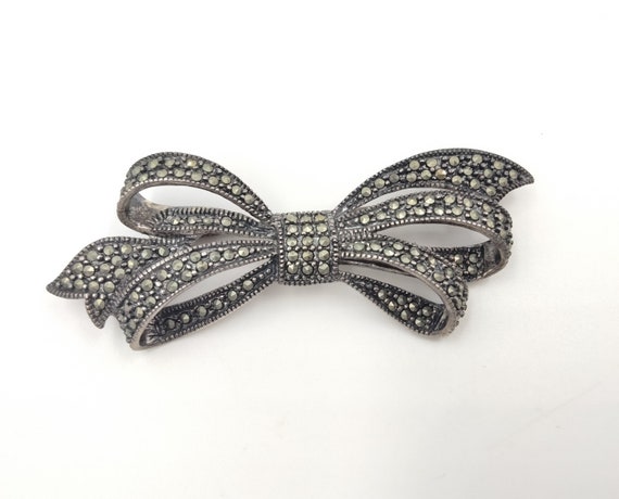 Marcasite Sterling Silver Pin* .925 Sterling Silv… - image 3