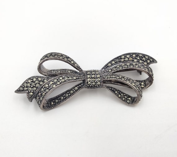 Marcasite Sterling Silver Pin* .925 Sterling Silv… - image 1