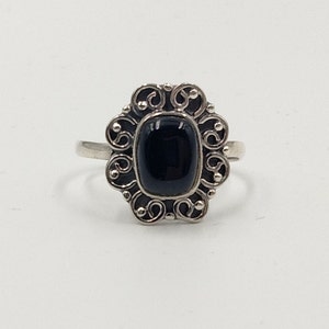 Black Onyx Ring* .925 Sterling Silver Ring* Gemstone Ring* Boho Ring* Minimalist Ring* Jewelry* Gifts For Women* Size 8 1/2* Free Shipping