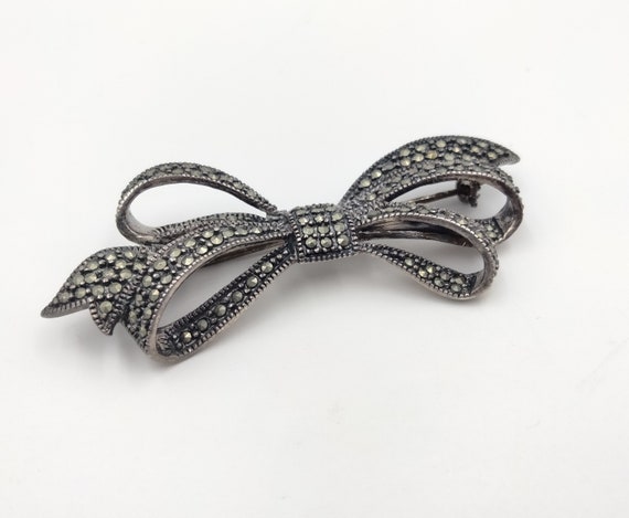 Marcasite Sterling Silver Pin* .925 Sterling Silv… - image 2