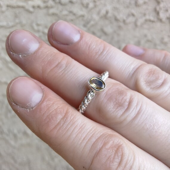 Bague Citrine Naturelle Sur Argent 925 - Taille 6.5 (personnalisable) - Style Minimaliste