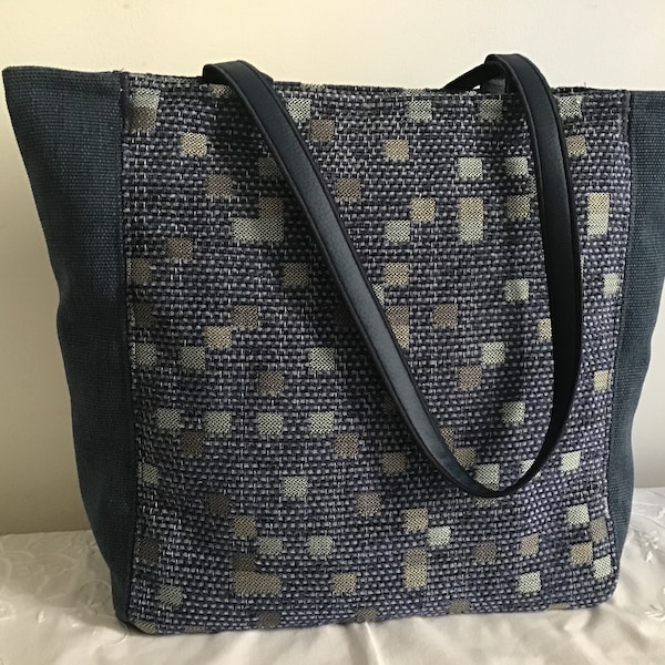 Sac à main cabas bleu à zip