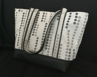 Tote-Handtasche aus grauem Jacquard-Samt