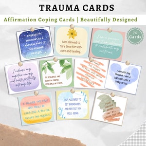 Karty afirmacji radzenia sobie z traumą | Karty uzdrawiające | Umiejętności radzenia sobie z lękiem | Zasoby terapii EMDR, DBT, CBT