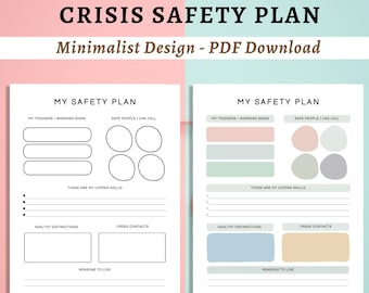 Crisis Safety Plan Worksheet | Mental Health Healing | Counseling Therapy Tools | Anxiety Relief | DBT