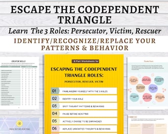 Exit the Codependent Triangle Roles Work Book | Codependence Journal Worksheet | Codependency Emotional Therapy