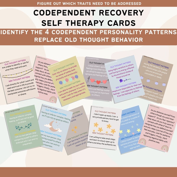 Codependency Recovery Self Therapy Coping Cards  |  Codependent Emotional Therapy Journals Codependence People Pleaser Mental Health Healing