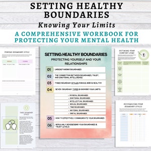 Setting Boundaries Workbook Worksheet Book | Healing Mental health | Emotional Therapy Journals | Codependence