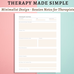 Therapy Session Progress Notes for Therapists | Counseling Session Tools | MFT Therapist Session Notes |