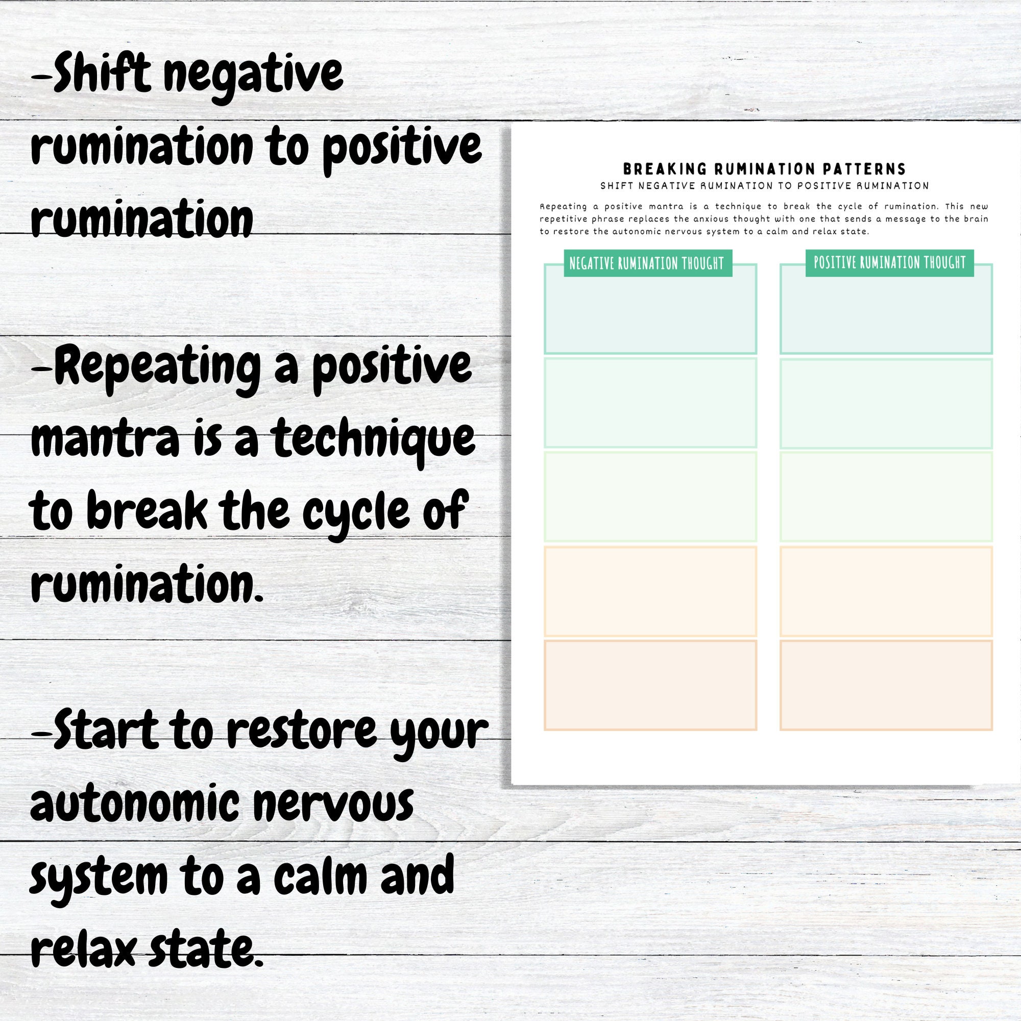 Rumination Journal Printable | Negative Thoughts | Depression Worksheet ...