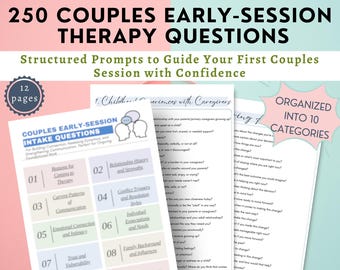 Couples Therapy First Session Questions PDF | Intake Questions, First Counseling Session Tools Relationship Therapy Prompts Marriage Therapy