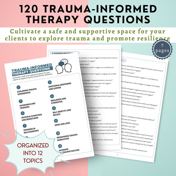 120 Trauma Informed Therapy Questions | Counseling Session Tools | Therapist Session Notes Conversation Starter Mental Health Psychiatrist