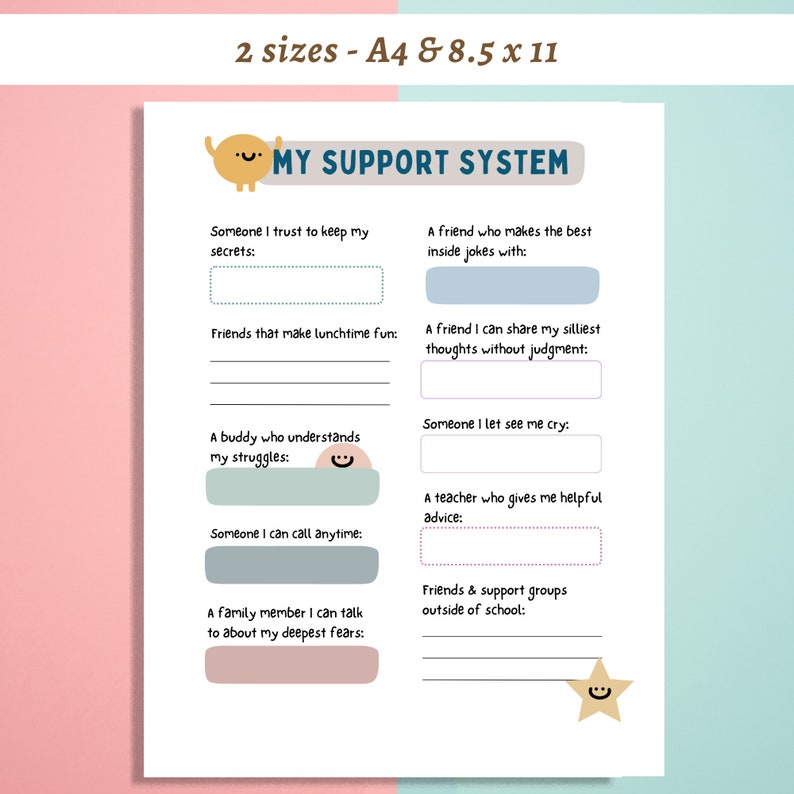 Building My Support System for Kids and Teens Therapist Counselor Tools ...
