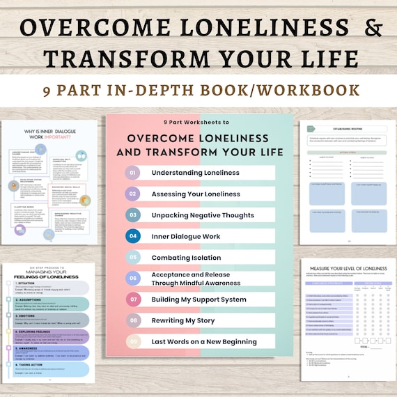 Overcome Loneliness Workbook | Destroy Lonely Alone Codependence | Codependency Emotional Therapy | Mental Health Anxiety Relief Depression