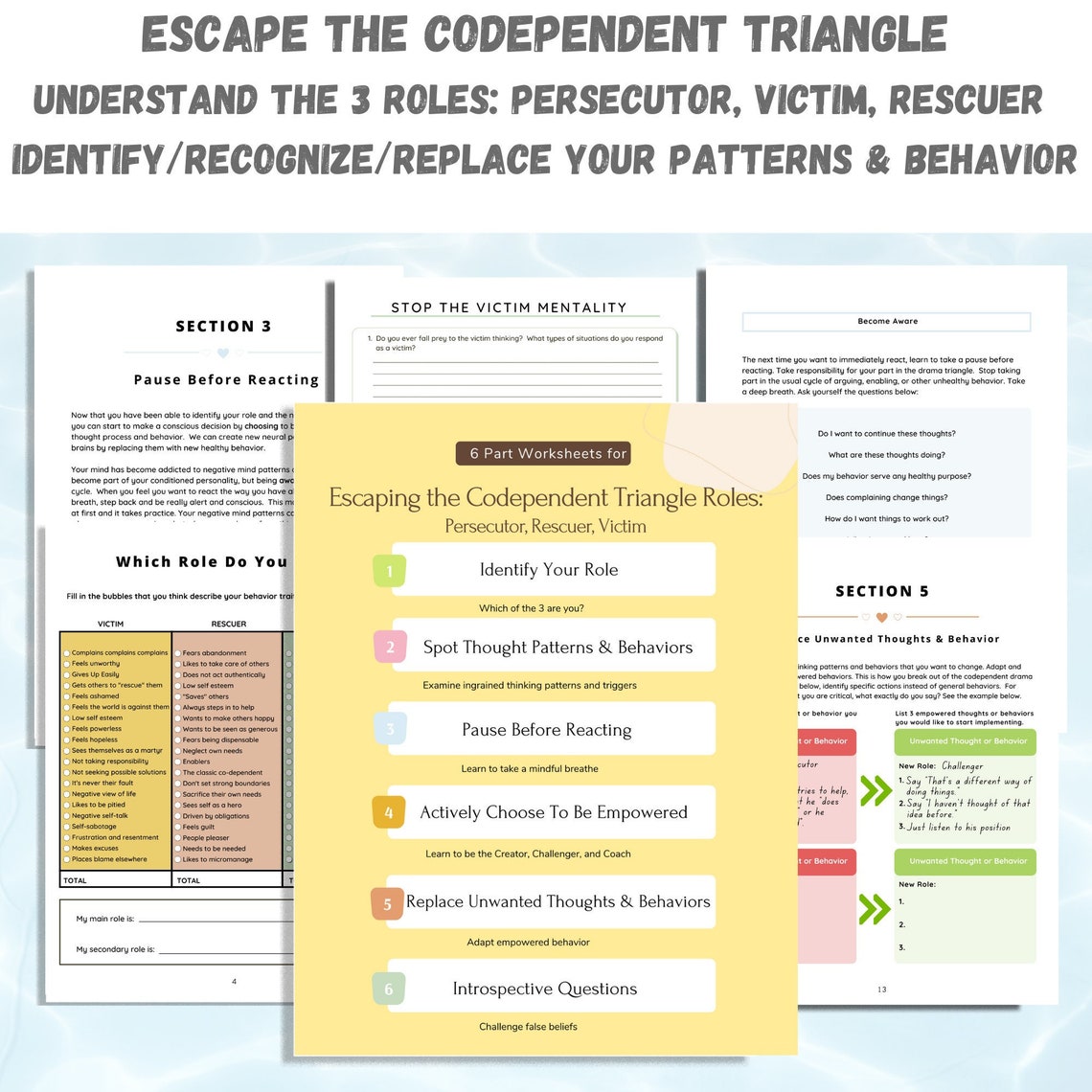 Exit the Codependent Triangle Roles Work Book Codependence Etsy