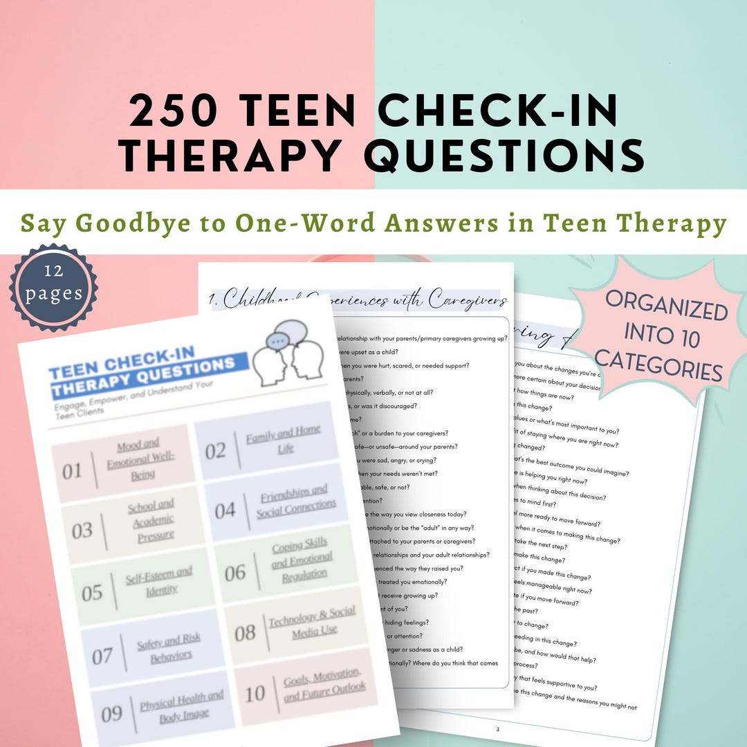 Teen Therapy Conversation Question Therapist Tools Icebreaker Topics ...