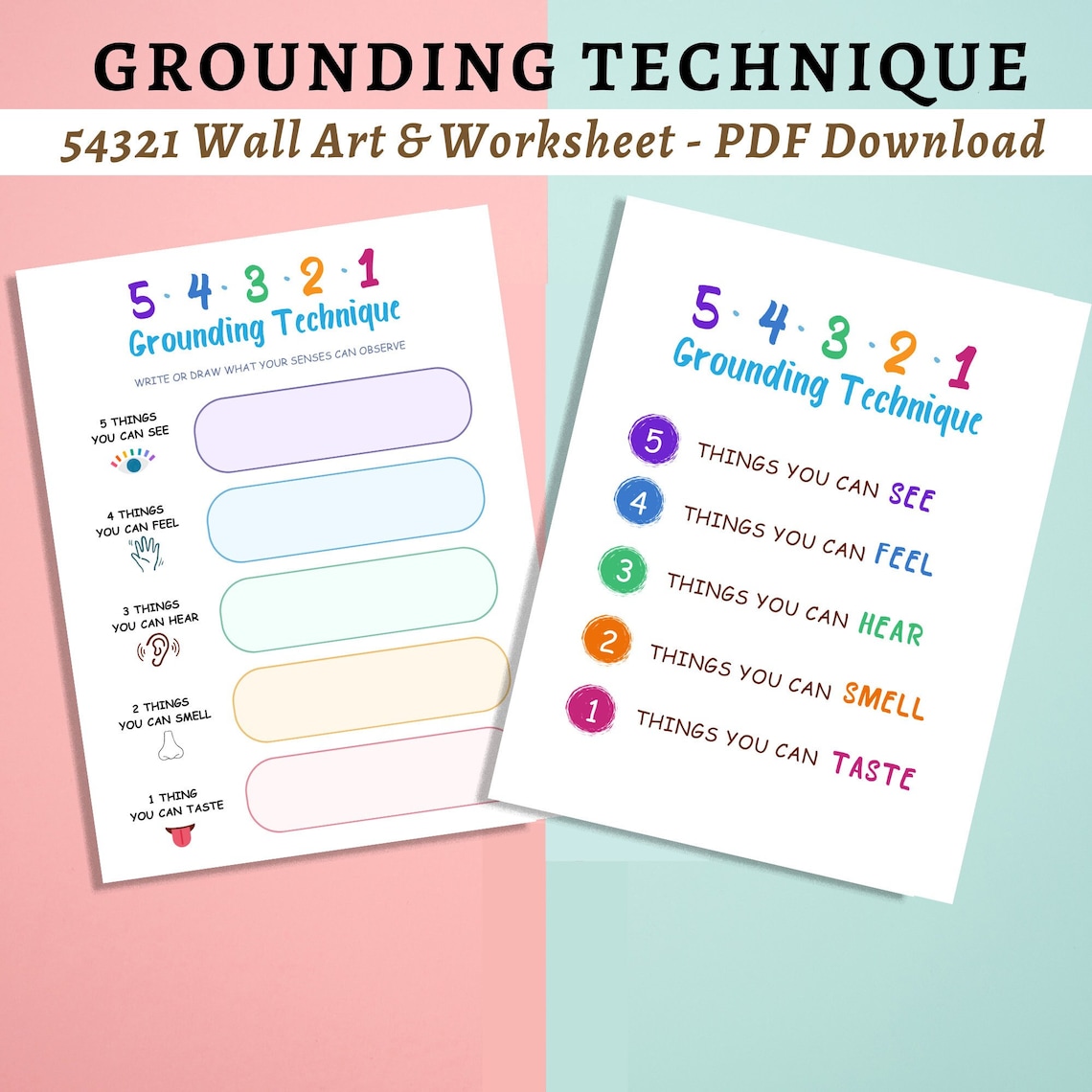 Grounding Technique Grounding Worksheet Kids Calm Down Etsy