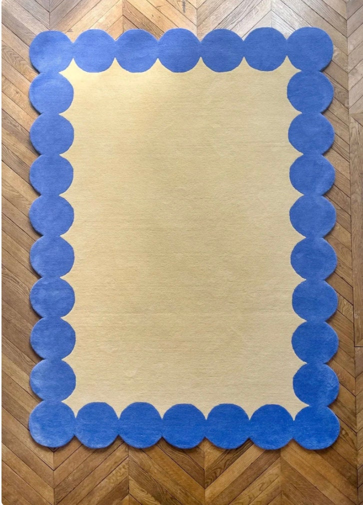 Scallop Rug Bohemian Handmade Designer Rug Hand Tufted Rugs for Living ...