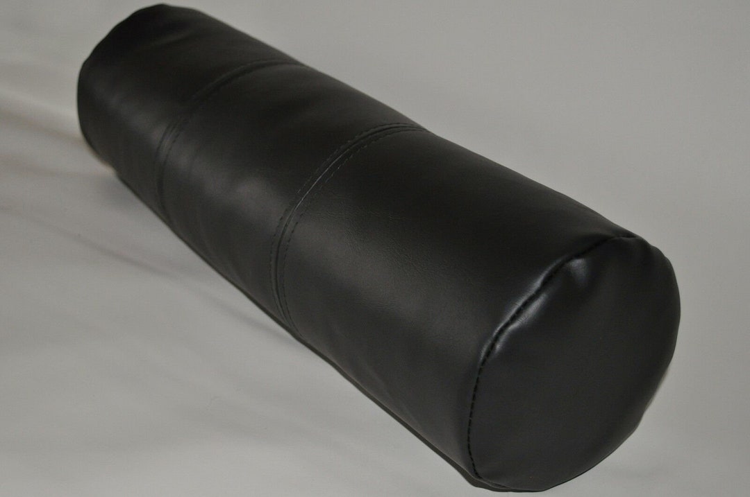 Leather Pillowcase Black Bolster Pillow Cushion Handmade Lambskin