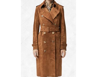 Women suede leather trench coat jacket Women Suede Leather Long Coat winter Jacket Long Trench Winter WLC014