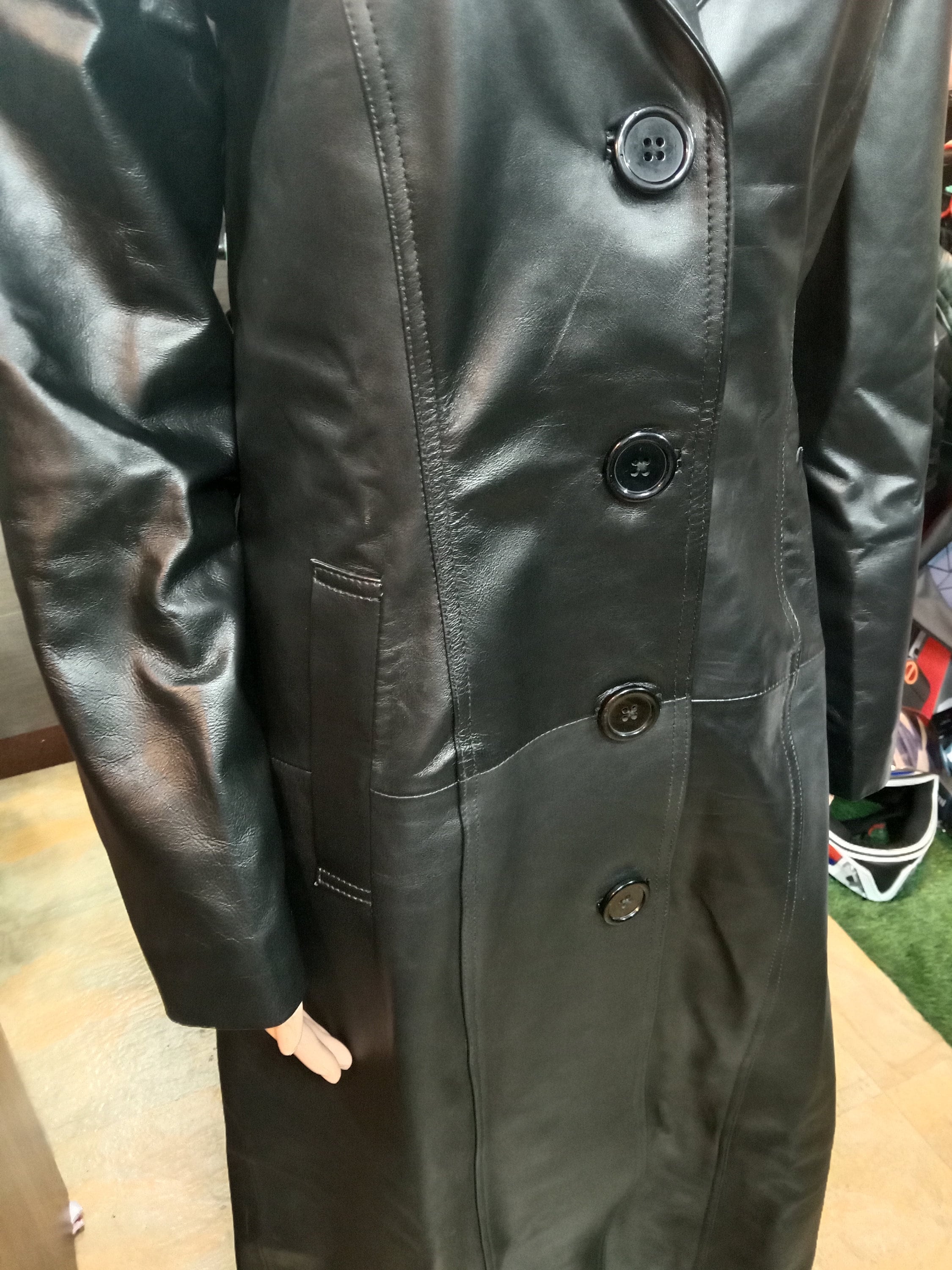 Sheepskin Black Leather Trench Coat / Women Long Jacket / - Etsy