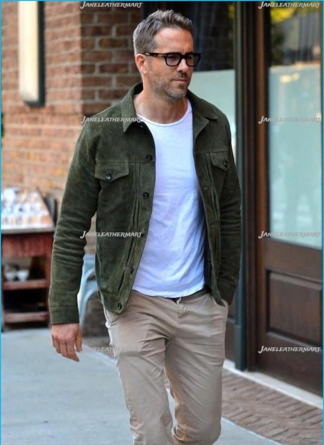 Green denim cheap jacket outfit