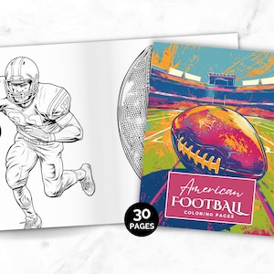 American Football Coloring Pages, 30 Printable Football Coloring Pages for Kids, Teens, Adults, Sport Coloring Activity, Instant Download
